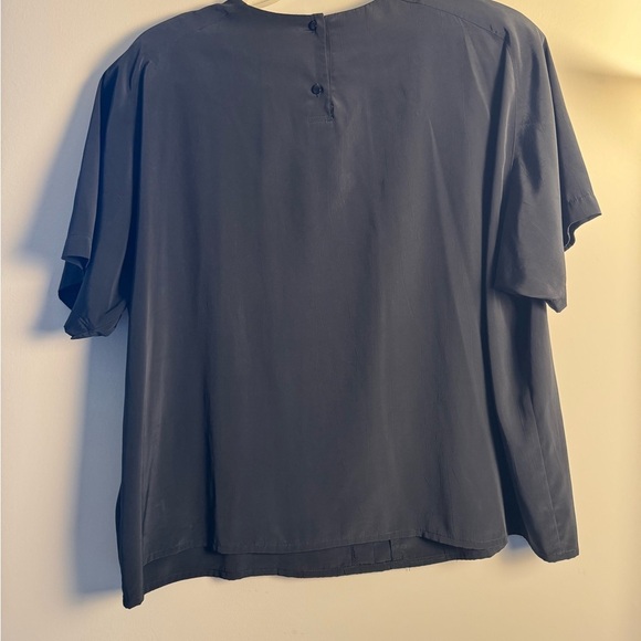 Kathy White VintageChic Black Pleated Blouse with Shoulder pads 22W/24W - Picture 4 of 5